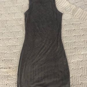 Faux suede studded halter dress